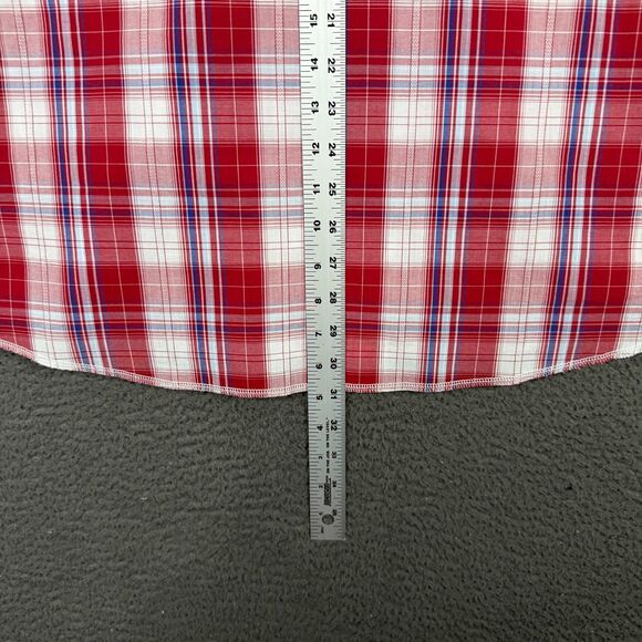Wrangler Shirt Mens XXL Red Plaid Pearl Snap Western Button Up Long Sleeve - Picture 10 of 12